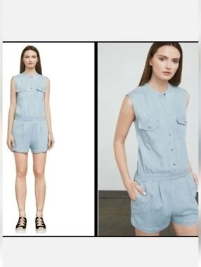 BCBGMaxAzria Sky Blue Sleeveless Romper